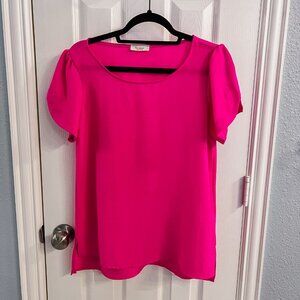 Pink Solid Blouse with detailed Sleeves